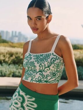 Celandine Knit Square Crop Tank Top